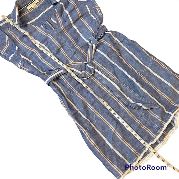 Pilcro by Anthropologie striped linen collared dress size 12 - Picture 16 of 16